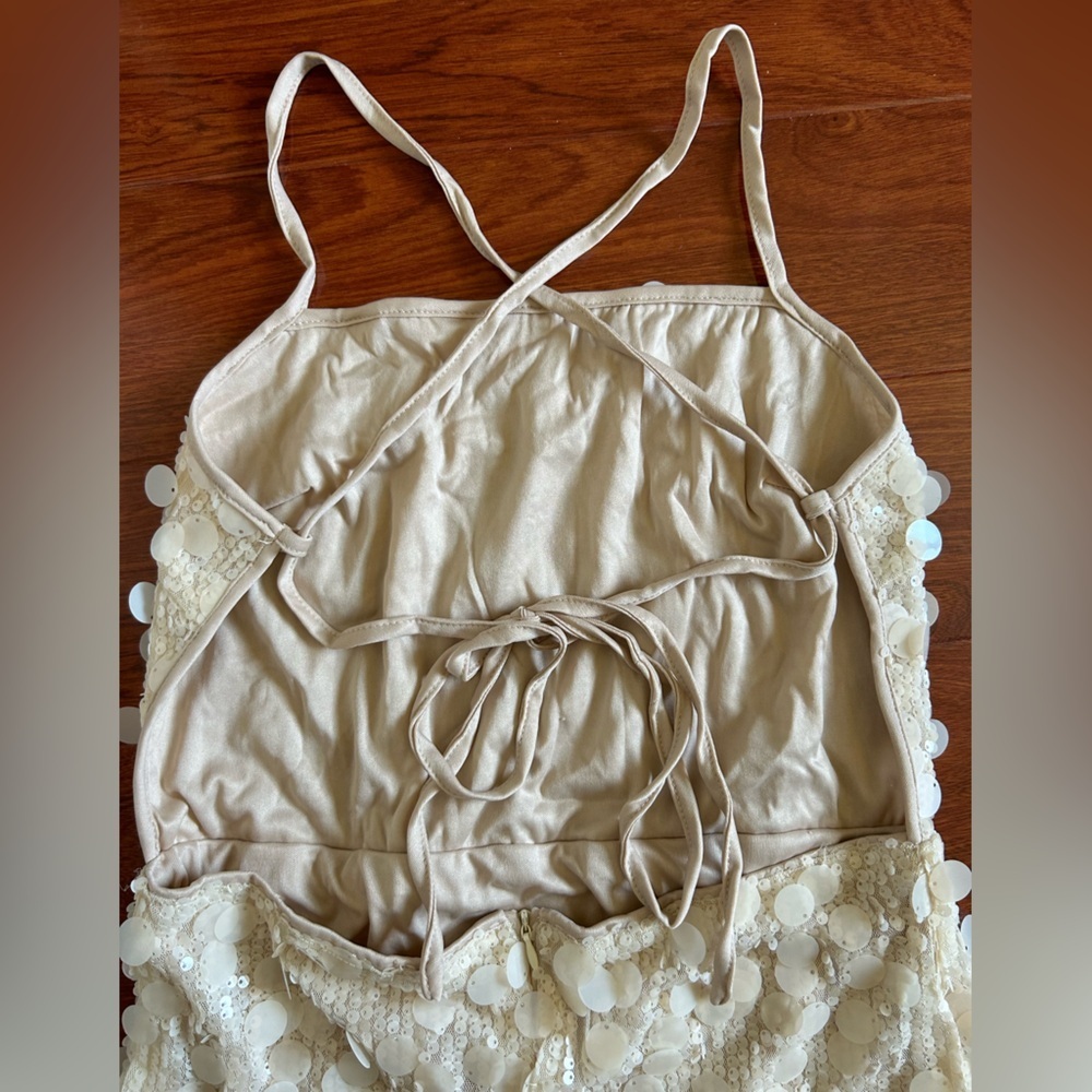Cream Sequin Midi Dress NWOT - Picture 8 of 8